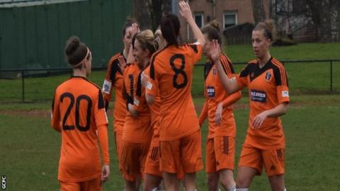 Glasgow City players celebrate Abbi Grant's goal.
