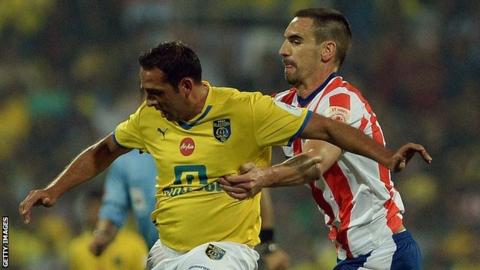 Michael Chopra (left) in action for Kerala Blasters