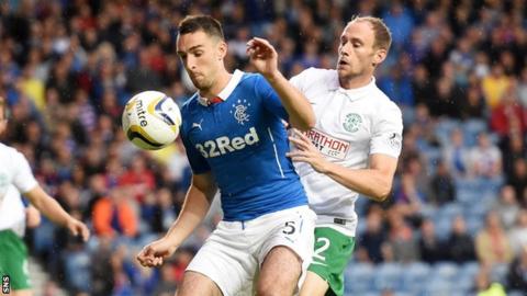 Lee Wallance in action against Hibernian