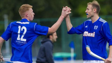 Kyles Athletic striker Roddy Macdonald (left)