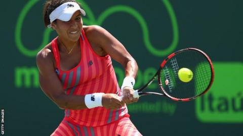 Heather Watson in first-round action in Miami