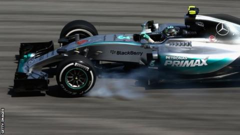 Nico Rosberg driving in practice at the Malaysian Grand Prix