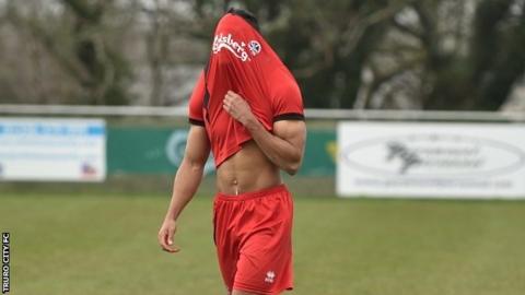 A frustrated Truro City player