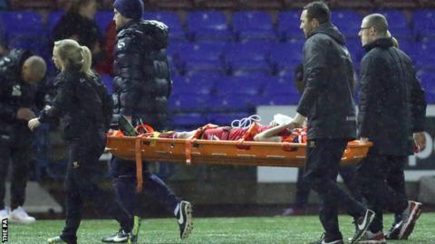 Kate Longhurst stretchered off the field for Liverpool