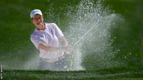 Catriona Matthew playing out of the bunker