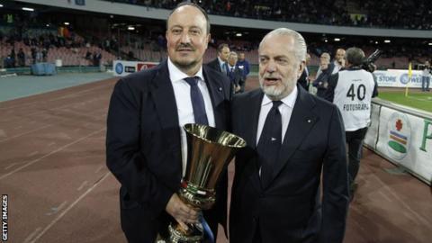 Rafa Benitez and Napoli president Aurelio De Laurentiis
