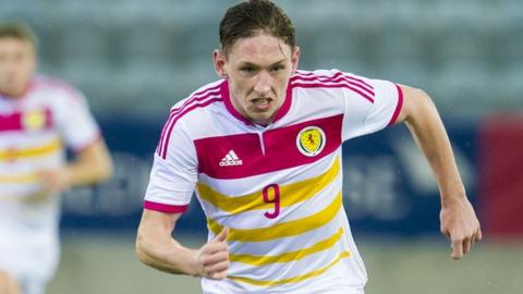 Declan McManus in action for Scotland Under-21s
