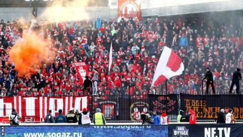 Spartak Moscow fans at Arsenal Tula