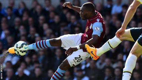 Christian Benteke in action for Aston Villa against Tottenham