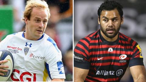Nick Abendanon of Clermont Auvergne and Billy Vunipola of Saracens