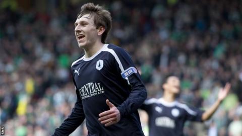 Blair Alston celebrates after giving Falkirk a 3-0 lead in the 2012 semi-final with Hibs