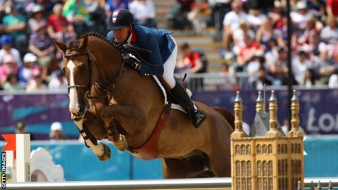 The French equestrian team compete at the 2012 Olympics