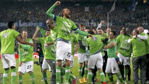 Wolfsburg players celebrate