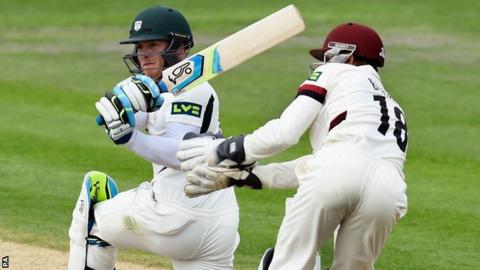 Ben Cox on his way to a century against Somerset at New Road