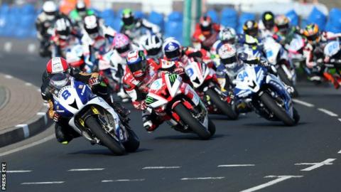 Action from one of last year's Supersport races at the North West 200