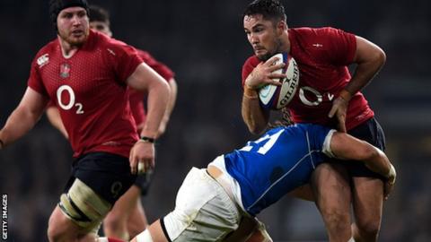 England v Samoa in red kit