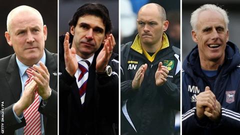 Play-off finals managers: Mark Warburton, Aitor Karanka, Alex Neil and Mick McCarthy