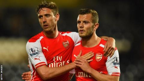 Arsenal's Nacho Monreal and Jack Wilshere