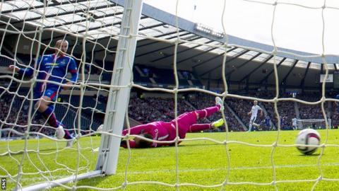 Inverness CT's James Vincent (left) scored his side's winning goal past a helpless Jamie MacDonald