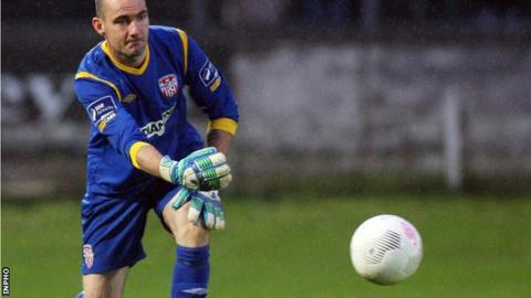 Derry keeper Gerard Doherty made two excellent saves against St Pat's
