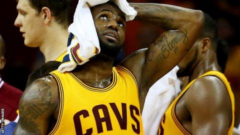 LeBron James hurts his head during Game Four of the NBA Finals