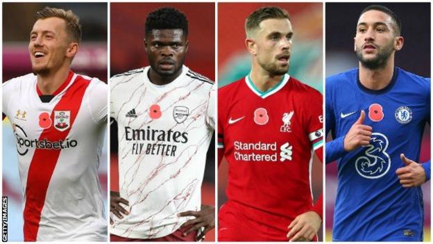 James Ward-Prowse, Thomas Partey, Jordan Henderson and Hakim Ziyech