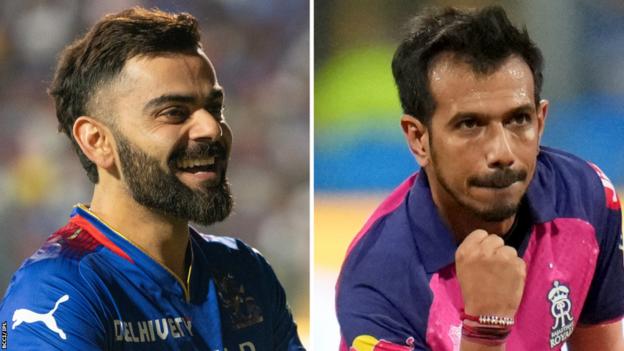 Virat Kohli of Royal Challengers Bangalore and Yuzvendra Chahal of Rajasthan Royals