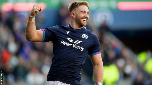 Kyle Steyn scored four tries against Tonga on his second appearance for Scotland