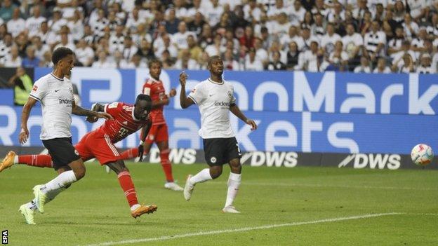 Sadio Mane scores against Eintracht Frankfurt on his Bundesliga debut for Bayern Munich