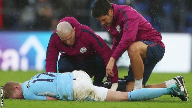 Kevin de Bruyne was carried off at Crystal Palace