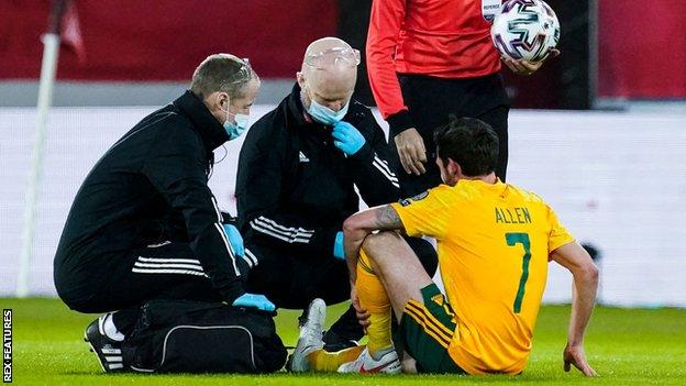 Joe Allen lasted just seven minutes of Wales' loss in Belgium before injury struck
