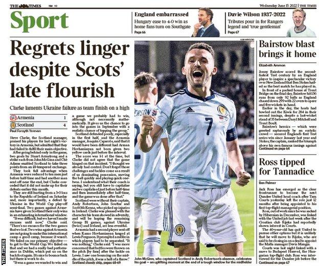The back page of the Scottish edition of The Times on 150622