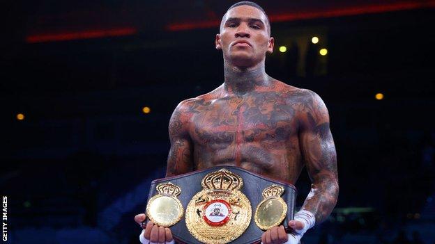 Conor Benn poses with his belt