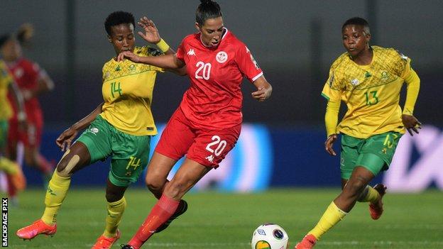 South Africa players in action against Tunisia