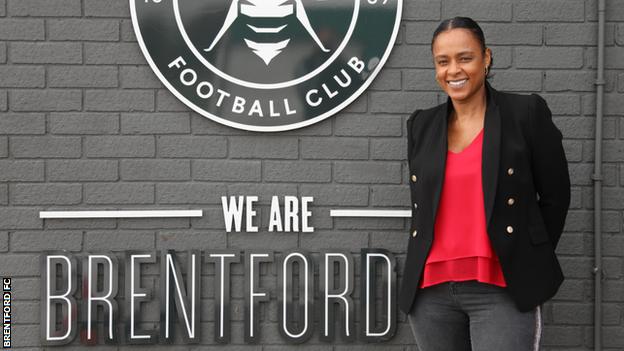 Lorna Falconer outside Brentford ground