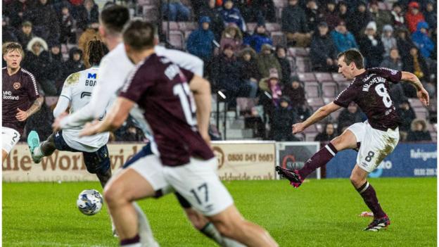 Calem Nieuwenhof had not scored for Hearts before his long-range daisy-cutter
