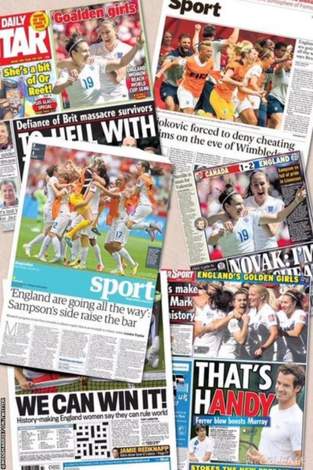 England on the back pages