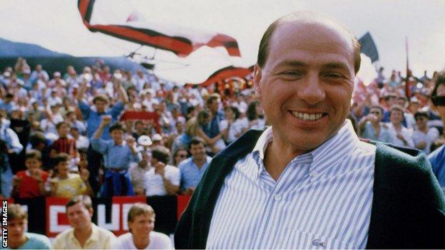 Silvio Berlusconi with AC Milan fans, 1993.