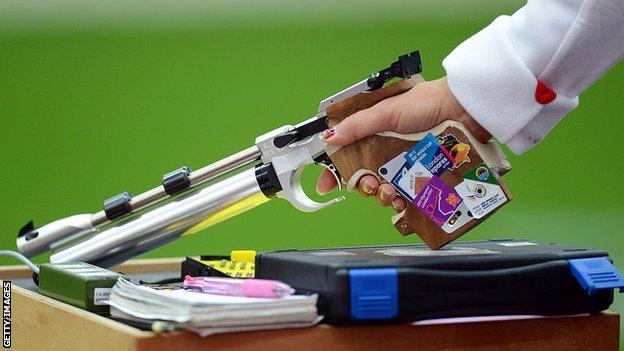 An Olympic-style air pistol