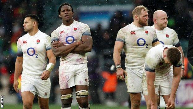 Ben Te'o, Maro Itoje, James Haskell, Dan Cole and Owen Farrell look disconsolate after losing to Ireland