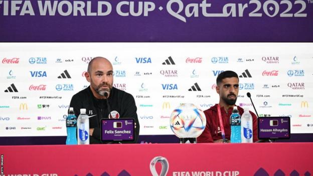 Qatar manager Felix Sanchez and captain Hassan Al-Haydos