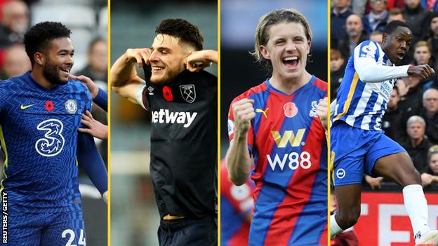 Reece James (Chelsea), Declan Rice (West Ham), Conor Gallagher (Crystal Palace), Enock Mwepu (Brighton)