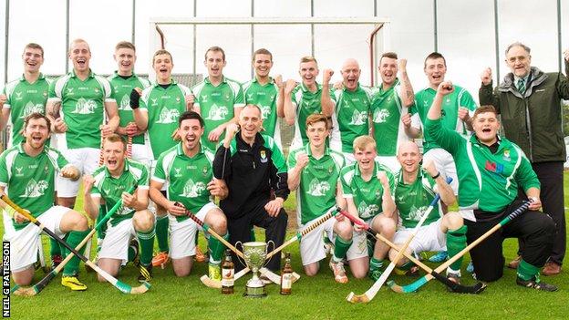 Beauly celebrate their Balliemore Cup final victory