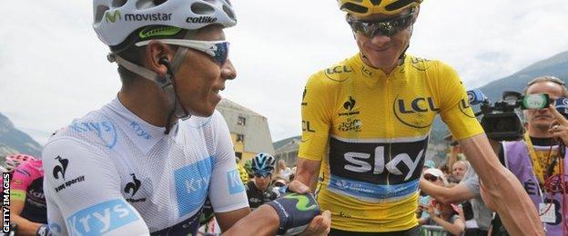 Nairo Quintana (left) and Chris Froome