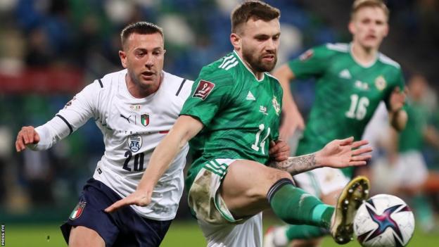 Stuart Dallas, in action, has made 62 appearances for Northern Ireland since 2011