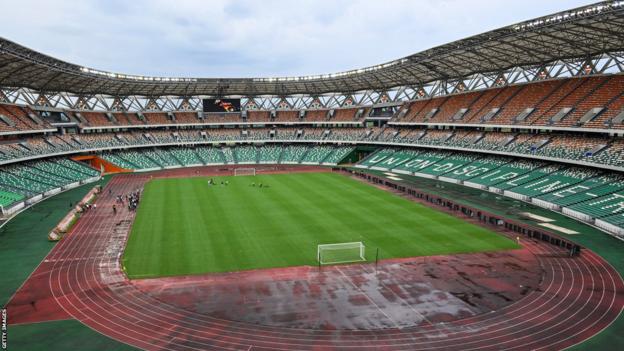 A general view of the Alassane Ouattara Olympic Stadium, one of the six stadiums for the 2023 Africa Cup of Nations