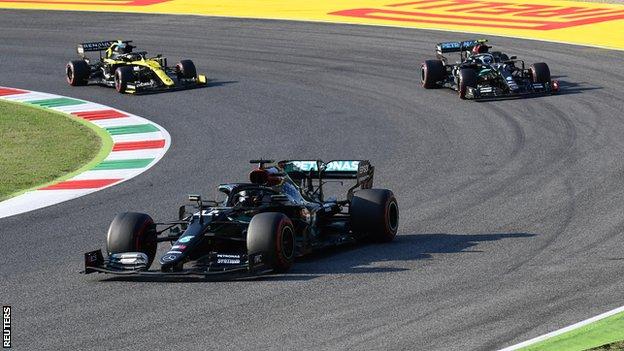 Ricciardo, Bottas and Hamilton
