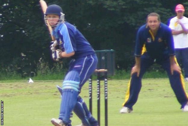 Heather Knight in action for Plymstock men's 1st XI