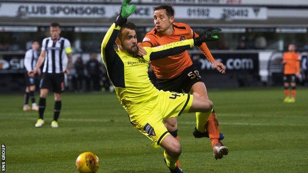Peter Pawlett attempts to add to his opening goal at East End Park