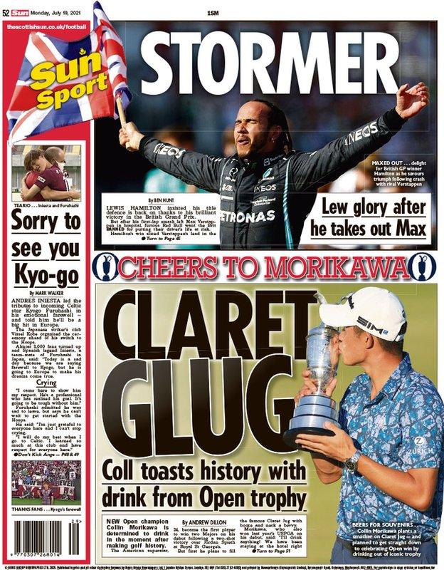 The back page of the Scottish Sun on 190721
